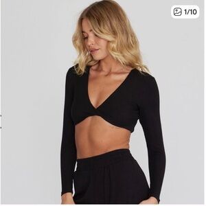 CSB Modal twist front long sleeve crop gym top Orange